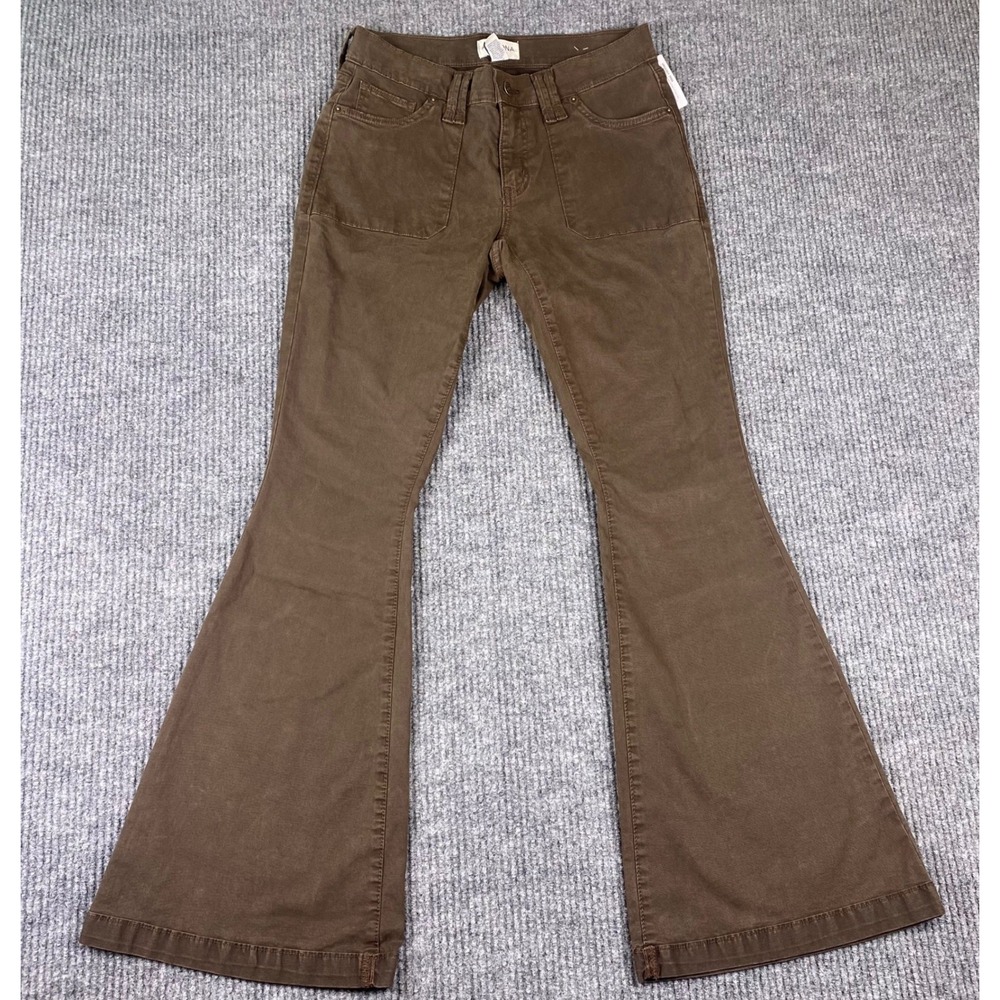 Arizona Jean Co Flare Pants Women 4 Brown Low Rise Stretch Boho Retro Y2K